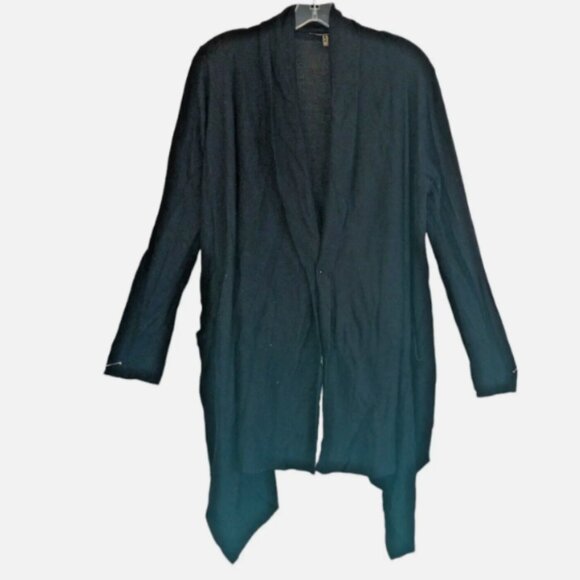 Sweater Open Front Cardigan/Shawl/Wrap Black Cashmere Blend Size 6 Gabi Lauton - Picture 9 of 11